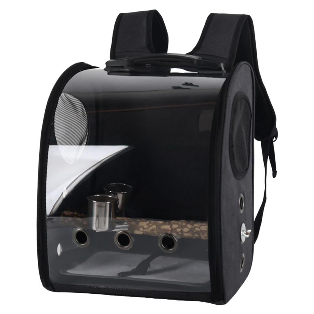 TISHITA Bird Backpack Pet Backpack Non-Slip Floor Cushion Travel Parrot Cage Light Clear Black