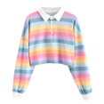 thumbnail image 2 of XZNGL Womens Color Stripe Button Long Sleeve Pullover Hoodies Sweatshirt Tops Blouse, 2 of 8
