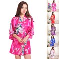 thumbnail image 2 of Coofit Womens Sleep Robe Half Sleeve Lounge Robe Night Sleepwear with Belt for Summer, 2 of 10