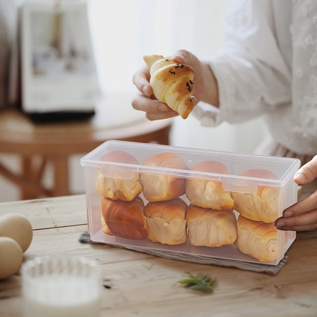 Dvkptbk Bread Storage Airtight Bread Storage Containers Plastic Reusable Loaf Cake Clear Bread Dispenser Fresh Bread Organizer Bin Storage & Organization