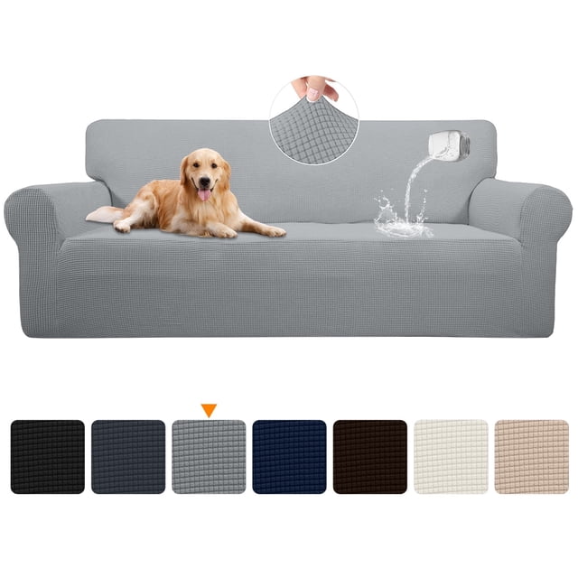 100% Waterproof Sofa Cover Non Slip Couch Cover Stretch Slipcover Leakproof Couch Protector for Kids Dogs Cats Pets, Cream, Loveseat