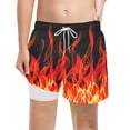 thumbnail image 4 of Maillot de Bain Garçon Uni avec Doublure de Compression Short de Bain Extensible Rouge 7T/7 A-, 4 of 4