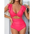 thumbnail image 2 of Charmo Ruffled One Piece Swimsuit for Women High Cut Bathing Suits Backless Monokini Swimwear, 2 of 6