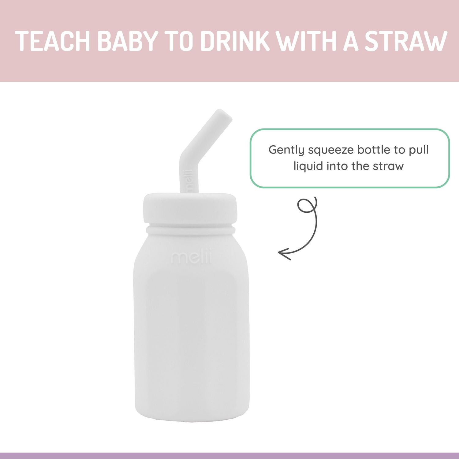 Melii Silicone Milk Bottle with Straw 6 oz for Babies and Toddlers