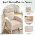 thumbnail image 3 of Bingirl Rocking Chair, Wingback Accent Rocker Chair Upholstered Tall Back Arm Chair w/Side Pockets, Ursing Rubber Wood Legs and Side Pocket for Living Room, Bedroom, 3 of 7