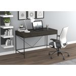 Safdie & Co. Computer Desk-49" Grey Wood 2 Drawers/Black Metal