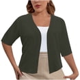 thumbnail image 1 of Women's Plus Size Cropped Cardigan Shrugs Short Sleeve Button Down Ribbed Knit Sweater Summer Kimono, 1 of 6
