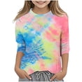 thumbnail image 1 of Splozh T-Shirts pour Tout-Petites Fille Volants Fille Décontracté Col Rond Manches Trois Quarts T-Shirt Régulier Basique Haut à Manches 3/4 Rouge Melon D\'eau, 4-5 Ans, 1 of 5