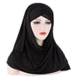 thumbnail image 1 of Forehead Cross Wrap Scarf Cap Solid Color Sequins Hijabs Muslim Women Turban Cap, 1 of 5