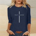 thumbnail image 1 of BVOFAR T-Shirts Chrétiens à Imprimé Lettre pour Femmes Col Rond Manches 3/4 Décontracté Cadeaux de Vacances T-Shirts Béni, 1 of 5