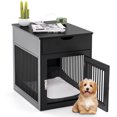 thumbnail image 1 of Costway 2-In-1 Furniture Dog Crate with Drawer Wired & Wireless Charging Side End Table Black, 1 of 10
