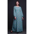thumbnail image 4 of Bimba Robe Maxi à Manches Longues pour Femmes en Mousseline Georgette, Imprimé Damassé Palmier, Taille Élastique - Petit, 4 of 5