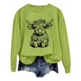 thumbnail image 1 of WEAIXIMIUNG Chandail pour Femmes Chic Chandail d'Automne et d'Hiver pour Femmes 2025 Col Rond Mode Chemise à Imprimé Vache Manches Longues Mode Décontractée Mode Haut de Sortie, 1 of 4