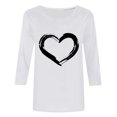 thumbnail image 4 of Plebaso Hauts Cœur pour Femmes Manches 3/4 Col Ras du Cou T-Shirts Graphiques Mignons Imprimés Blouses Décontractées pour Femmes, 4 of 4