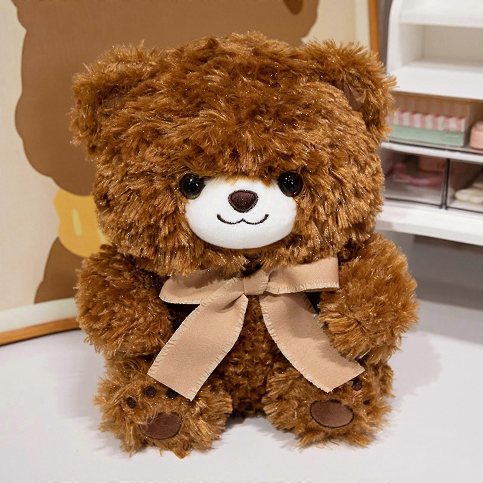 11 Inches Cute Couple Bear Doll Plush Toy Shy Bow Tie Bear Ribbon Teddy Bear Doll Children's Sleep Companion Boys And Girls Holiday Birthday Gift