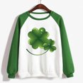 thumbnail image 4 of Besolor Womens St. Patrick's Day Shirts Long Sleeve Sweatshirt Cute Color Block Clover Shamrock Pullover Tops for Party, 4 of 4