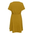thumbnail image 5 of QUYUON Robe Chemise pour Femme Été Col Rond Manches Courtes devant Boutonné Robe Mini Coupe Évasée Couleur Unie Robes Décontractées Plissée Ligne A Robe de Plage Style A-212, 5 of 5