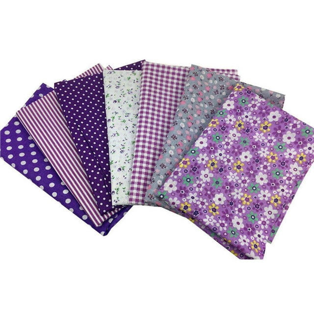 ziyahi Ensemble de Patchwork 7 Pcs en Coton Imprimé Floral Coloré pour Couture, Quilting, Artisanat Style Mixte Violet