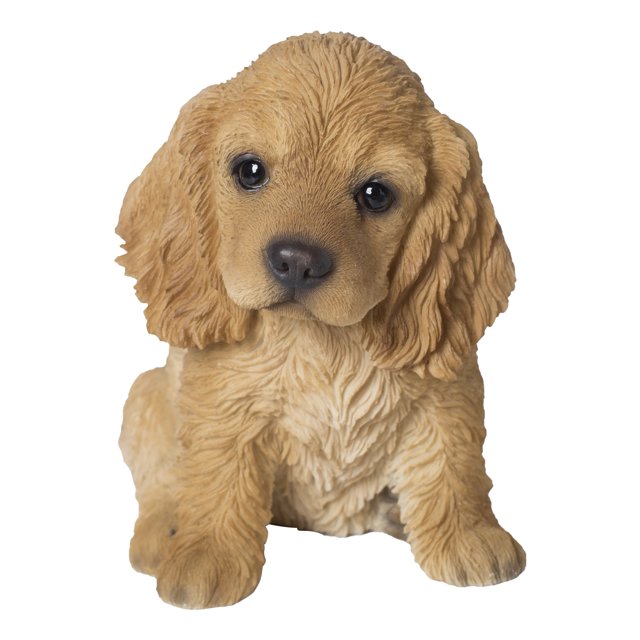 Statue d'Animal de Décoration de Jardin Cocker Spaniel de Couleur Crème. une sculpture d'Animal Chiot Cocker Spaniel de Couleur Crème Détaillée en Polyrésine durable, Mettant en Valeur un Savoir-Faire Complexe et des Caractéristiques Réalistes. Convient à une Utilisation Intérieure Ou Extérieure sous une Toiture Protectrice, Idéale pour Ajouter du Charme aux Jardins, patios Ou Déco Maison.