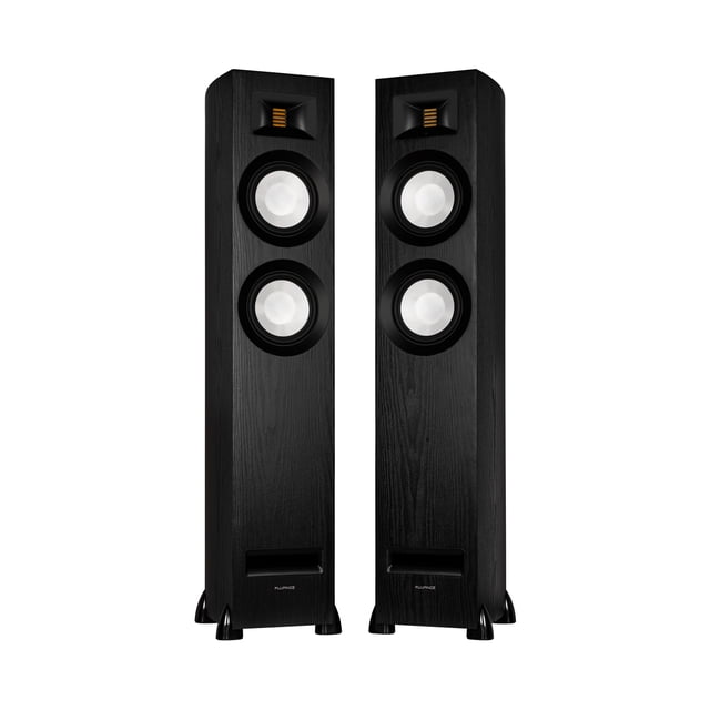 Fluance Ri91 Reference Stereo Powered Floorstanding Tower Speakers with High Performance AMT Tweeters, 2x6.5" Drivers, 150W Amplifier for Turntable, TV, PC - HDMI, Bluetooth, RCA & Sub Out (Black Ash)