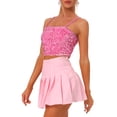 thumbnail image 4 of INSPIRE CHIC Women's Sequin Velvet Spaghetti Strap Club Party Crop Cami Top Light Pink S, 4 of 5