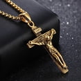 thumbnail image 4 of Mens Silver Stainless Steel Jesus Christ Crucifix Cross Pendant Necklace Chain, 4 of 6