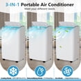 thumbnail image 3 of Powerful 3-in-1 Portable Air Conditioner 14000 BTU – Cools, Dehumidifies & Fans Up to 750 Sq.Ft – Fast Cooling, Sleep Mode, 24H Timer, Remote, Freestanding AC for Home or Office, White, 3 of 10