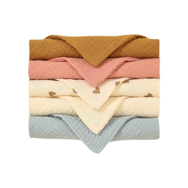 DPTALR 5-piece Baby Cotton Gauze Bib Set, Printed Baby Bib Set