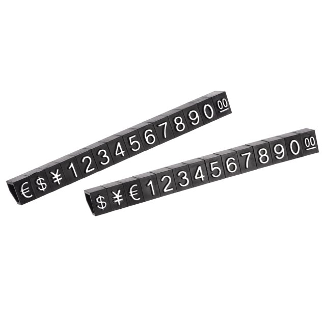 Uxcell Adjustable Mini Cube Price Tag Display Number Silver on Black 6.3x9mm 14Pcs