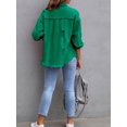 thumbnail image 2 of SEARIPE Women‘s Casual Denim Jacket Frayed Hem Ripped Long Sleeve Jean Jacket With Pockets Pink M, 2 of 6