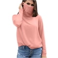 thumbnail image 3 of Ofertas en Walmart! BiZtdJrK Womens Sun Protection Going Out Shirts with Face Mask Summer Breathable Long Sleeve Sunshirt Rash Guard Beach Tops Pink S, 3 of 7