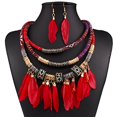 thumbnail image 1 of Plume Pendentif Multi Couches Tribal Bib Collier Déclaration Boucle d'Oreille Ensemble de Bijoux, 1 of 1
