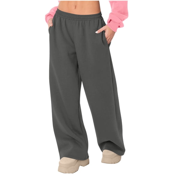 BLVB Wide Leg Sweatpants Women High Waisted Pants with Pockets Casual Loose Fit Workout Lounge Joggers