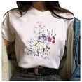 thumbnail image 1 of Économies d'Été! Hauts Habillés Floraux pour Femmes, Hauts d'Été pour Femmes 2024 Tendance, Mode Féminine Décontractée Manches Courtes Imprimé Floral Col Rond Chandail Haut Blouse, T-Shirts Basiques Décontractés d'Été pour Femmes, 1 of 9