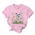 thumbnail image 1 of RKSTN Hauts d'Été pour Femmes Décontractés Coupe Ample Polyvalents T-Shirts Graphiques Mode à Imprimé Floral Respirants Manches Courtes Col Rond T-shirt Blouses, Cadeaux de la Fête des Mères, 1 of 5