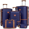 thumbnail image 1 of Joyway - Ensemble de 5 Valises Rigides à Roulettes en ABS (Valise Extensible 51 X 61 cm) - Bagage Enregistré de 71 cm - Brun Marine, 1 of 6