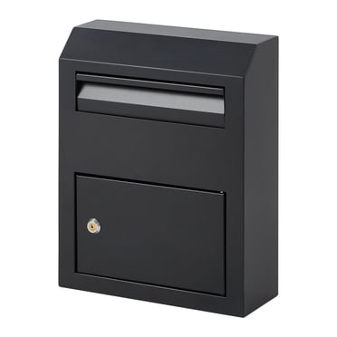 Locking Mailbox White Outdoor, Wall Mount Steel Security Mailbox – Weatherproof Metal Drop Box with Key Lock for House, Office, Garage, Mail Letters Secure
