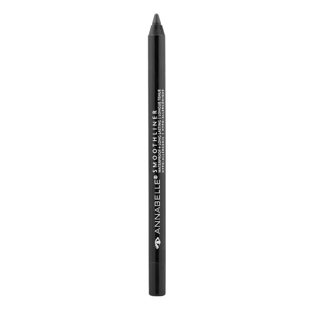 Annabelle Smoothliner Traceur pour les Yeux Noir à Pointe Pointue et Tube Noir Lisse avec Texte Blanc Imperméable et Hypoallergénique, un Traceur Crème Crémeux Longue Tenue Idéal pour un Maquillage des Yeux Précis et Convient aux Peaux Sensibles.