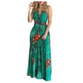 thumbnail image 1 of bbymog Robes Femmes Femmes Plage Mode Imprimé Tropical Été Col en V Sans Manches Robe Nuisette Décontractée Coupe Ample Longues Robes pour Femmes Vert m, 1 of 6
