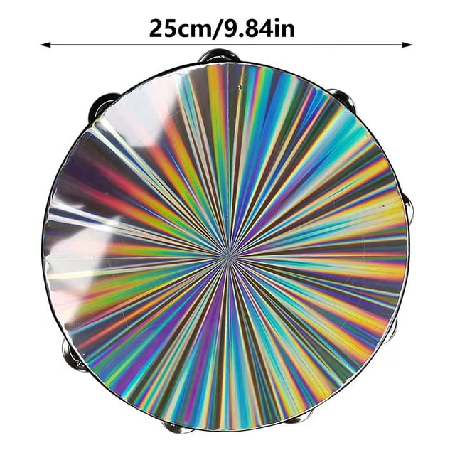 Double Flash DrumTambourine 6/8/10 Inch Hand Drum Reflective Tambourines Musical Instrumen For Dance Party KTV