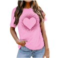thumbnail image 2 of Meichang T-Shirt pour Femmes Joyeuse Saint-Valentin Chandails Cœur d'Amour T-Shirt Graphique Hauts Mignons Hauts T-Shirts de Fête Manches Courtes Col Rond T-Shirts Mode 2025, 2 of 5