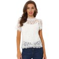 thumbnail image 1 of INSPIRE CHIC Haut en Dentelle Florale Semi-Transparente à Bord Festonné pour Femme, 1 of 7