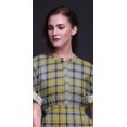 thumbnail image 3 of Bimba Rayon Gingham Check Ladies Long Gown Boho Beach Cocktail Party Maxi SlitDress-Small, 3 of 6