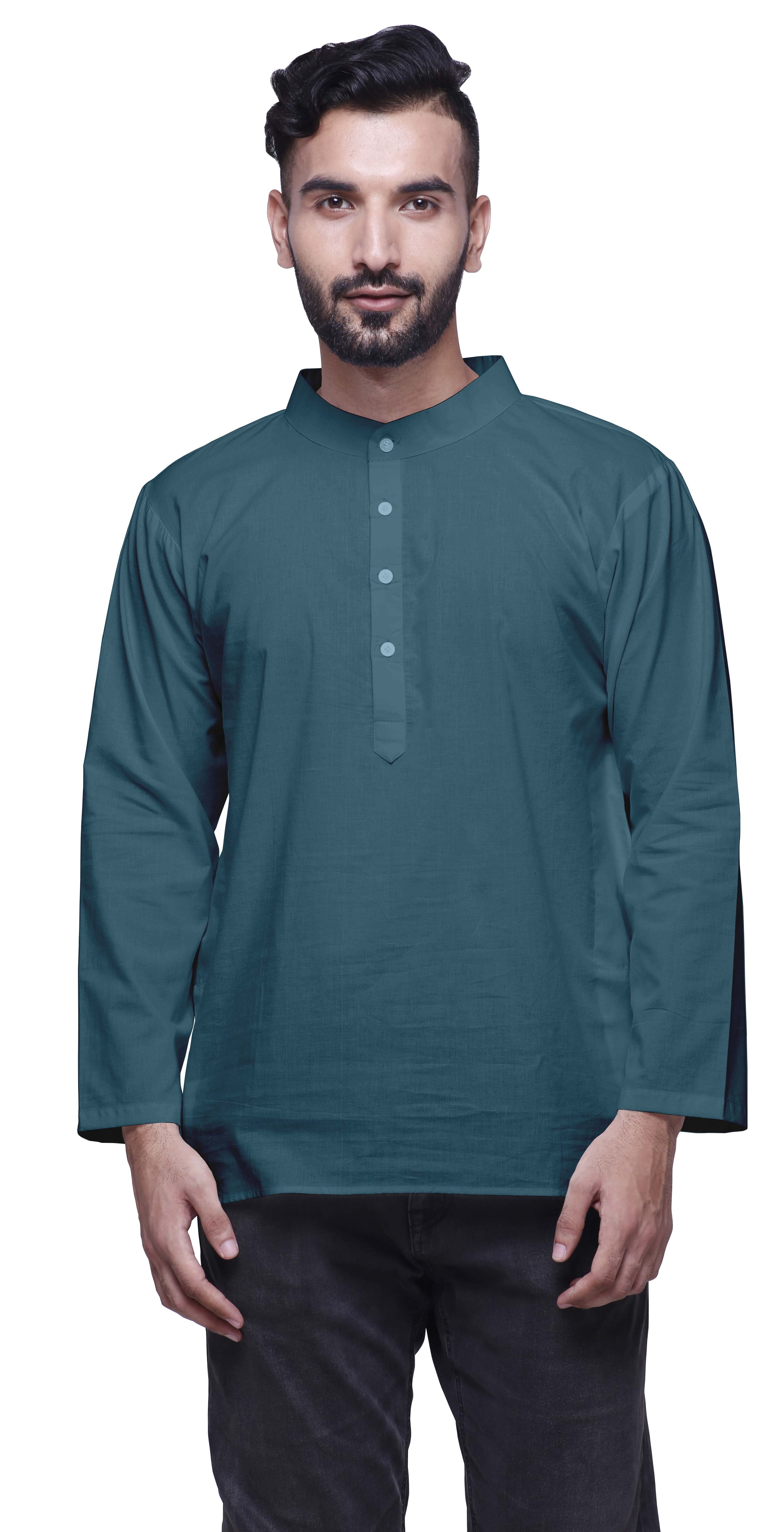 Atasi Kurta Chemise pour Homme, Kurta Uni à Col Mandarin pour Garçons, Kurta Courte
