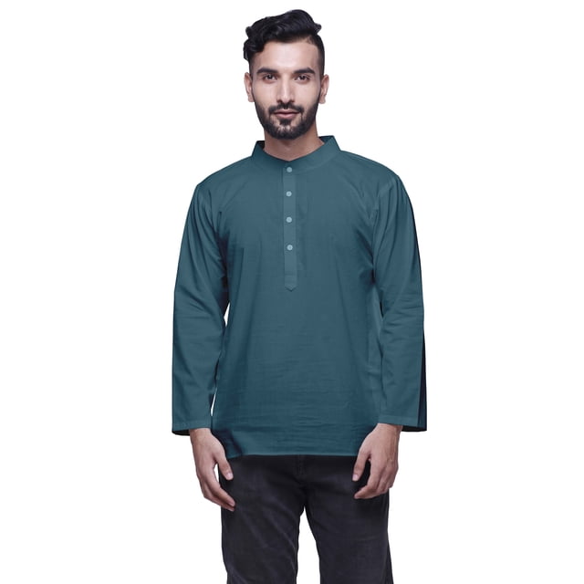 Atasi Mens Kurta Shirt Solid Mandarin Collar Kurta For Boys Short Kurta