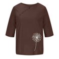 thumbnail image 4 of CEHVOM Femmes Manches 1/2 Décontracté Col Rond Imprimé Ample Tunique à Boutons Chemise Blouse Hauts Liquidation, 4 of 5