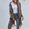 thumbnail image 2 of GDREDA Womens Solid Color Collar Cloak Knitted Capes Shawl Tassel Open Front Cardigans Sweater Coat Workout Clothes, 2 of 7