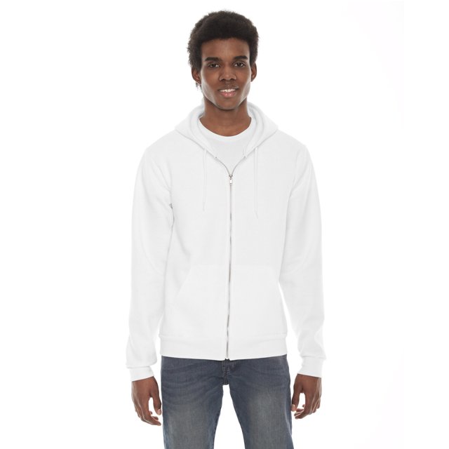American Apparel Flex Fleece Unisex Full-Zip Hoodie, 2XL, White