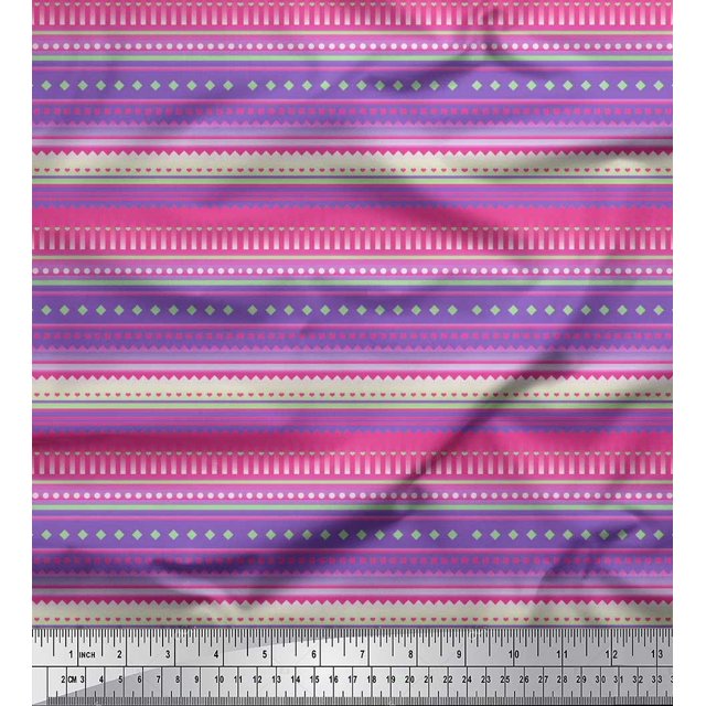 Soimoi Tissu Popeline de Coton Rayé, Tissu Imprimé Texture Coeur & Point par la Cour 42 Pouces de Large