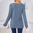 thumbnail image 4 of Birdeem Women's Solid Short Color Casual Long Sleeve New Round Neck Solid Color Panel Button Long Sleeve Loose, 4 of 12
